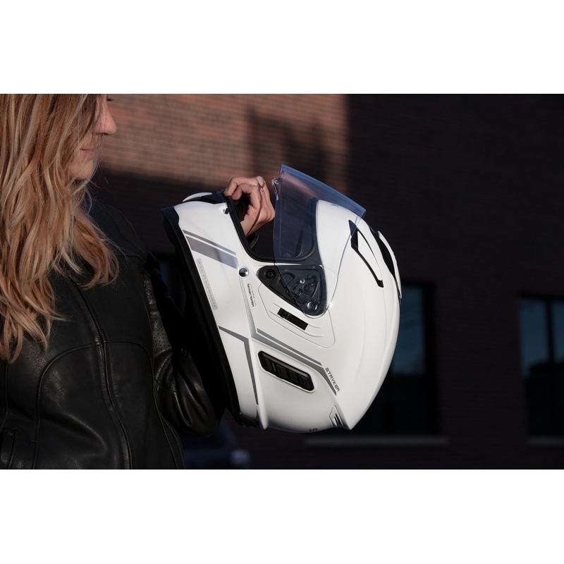 Kask motocyklowy integralny z siateczką SENA Stryker, błyszczący biały