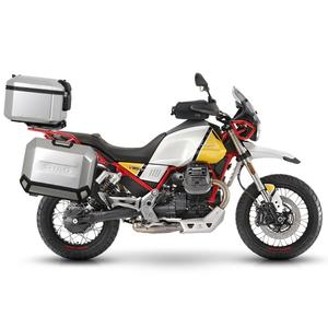 Complete set of aluminum cases SHAD TERRA, 37L topcase + 36L / 47L side cases, including mounting kit and plate SHAD MOTO GUZZI V 85 TT