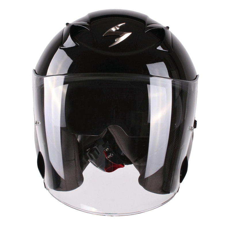 Otwarty kask motocyklowy Scorpion EXO-220 czarny połysk wyprzedaż