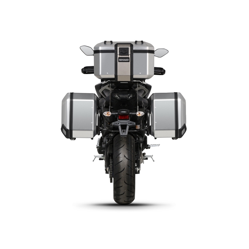 Complete set of aluminum cases SHAD TERRA, 37L topcase + 47L / 47L side cases, including mounting kit and plate SHAD YAMAHA MT-09 Tracer / Tracer 900
