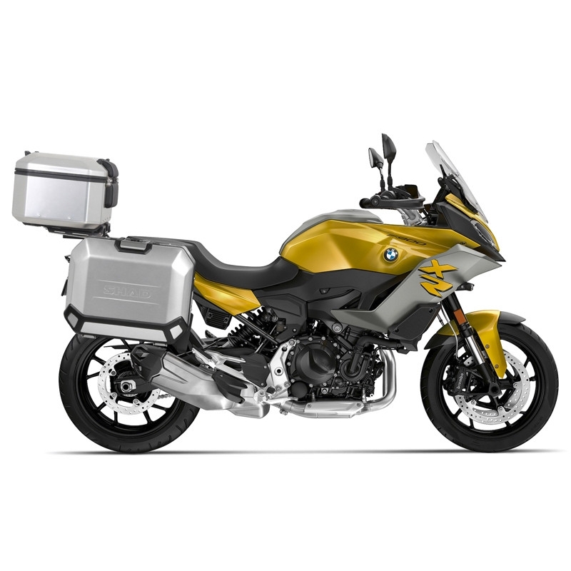 Complete set of aluminum cases SHAD TERRA, 48L topcase + 47L / 47L side cases, including mounting kit and plate SHAD BMW F 900 XR