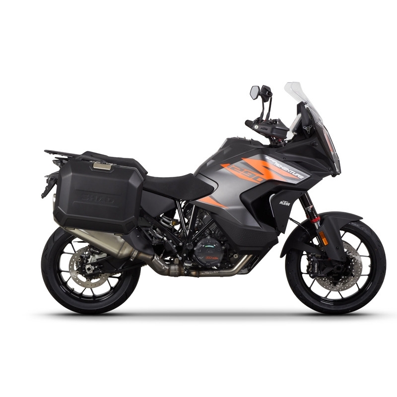 Complete set of black side aluminum cases 36L / 47L SHAD TERRA BLACK including mounting kit SHAD KTM Super Adventure 1290 (R, S)
