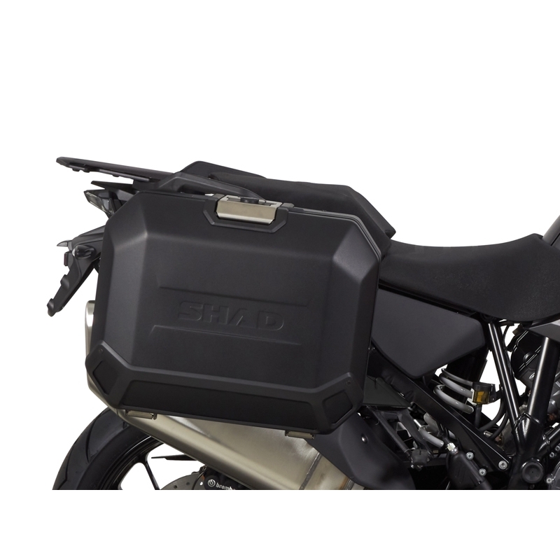 Complete set of black side aluminum cases 36L / 47L SHAD TERRA BLACK including mounting kit SHAD KTM Super Adventure 1290 (R, S)