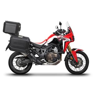 Complete set of black aluminum cases SHAD TERRA, 37L topcase + 36L / 47L side cases, including mounting kit and plate SHAD HONDA CRF 1000  Africa Twin