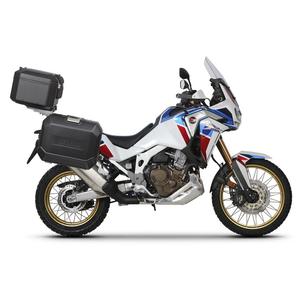Complete set of black aluminum cases SHAD TERRA, 48L topcase + 36L / 47L side cases, including mounting kit and plate SHAD HONDA CRF 1100 Africa Twin