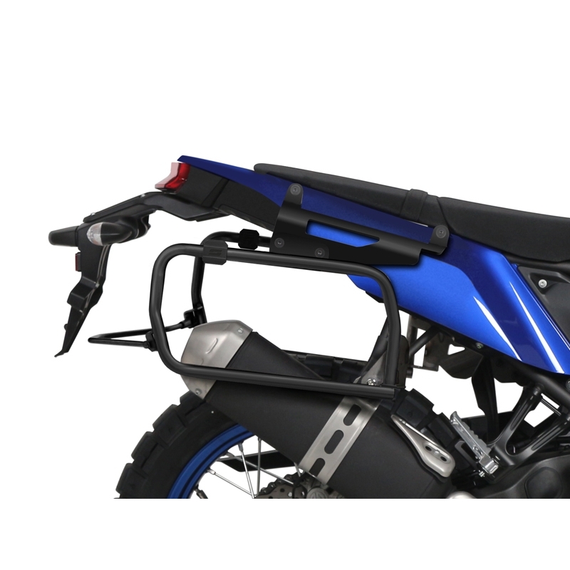 Complete set of black aluminum cases SHAD TERRA, 48L topcase + 36L / 47L side cases, including mounting kit and plate SHAD YAMAHA Tenere 700 XTZ690