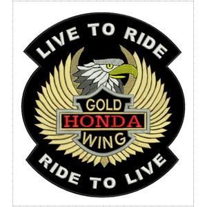 Naszywka Live to Ride Gold Wing - wielka