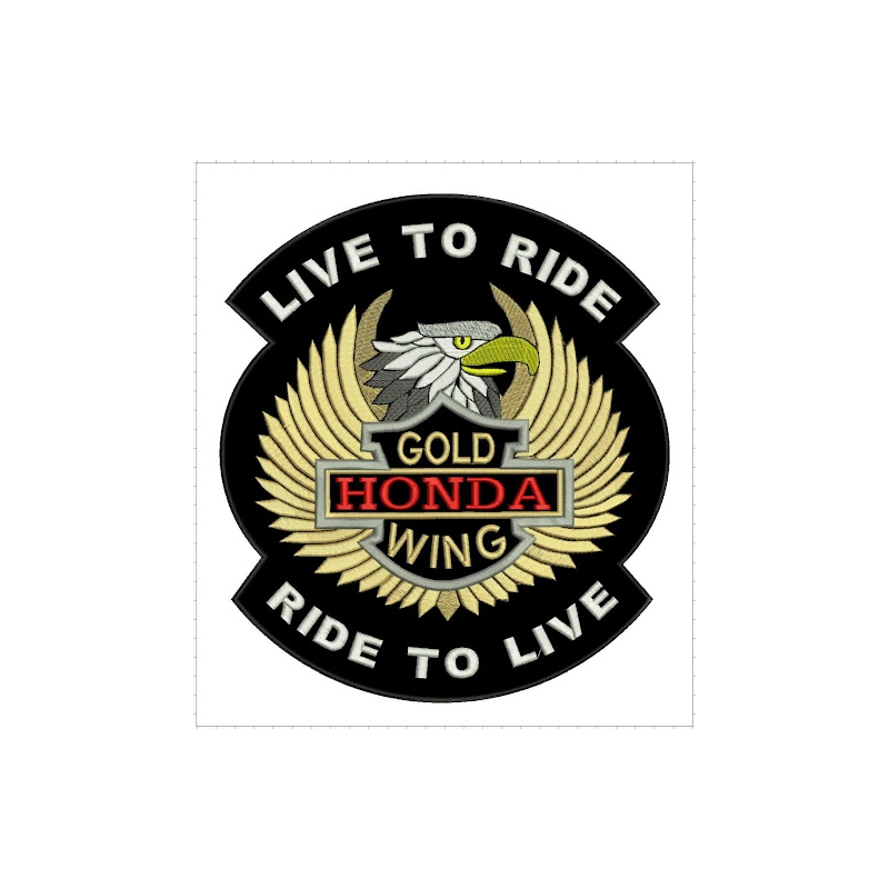 Naszywka Live to Ride Gold Wing - wielka