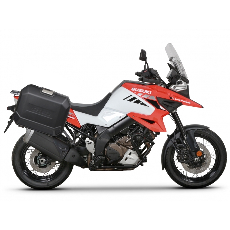 Complete set of 36L / 36L SHAD TERRA BLACK aluminum side cases, including mounting kit SHAD SUZUKI DL 1000 V-Strom/ DL 1050 V-Strom