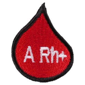 Naszywka z grupą krwi kropla A Rh+