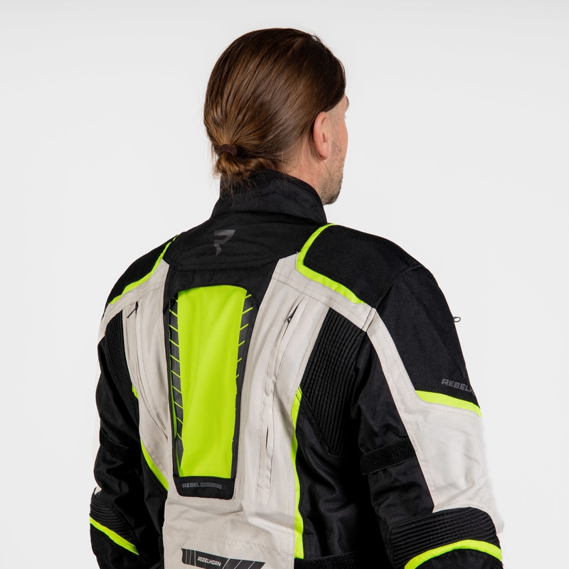 Kurtka motocyklowa Rebelhorn Hiker III black-grey-fluo yellow. wyprzedaż