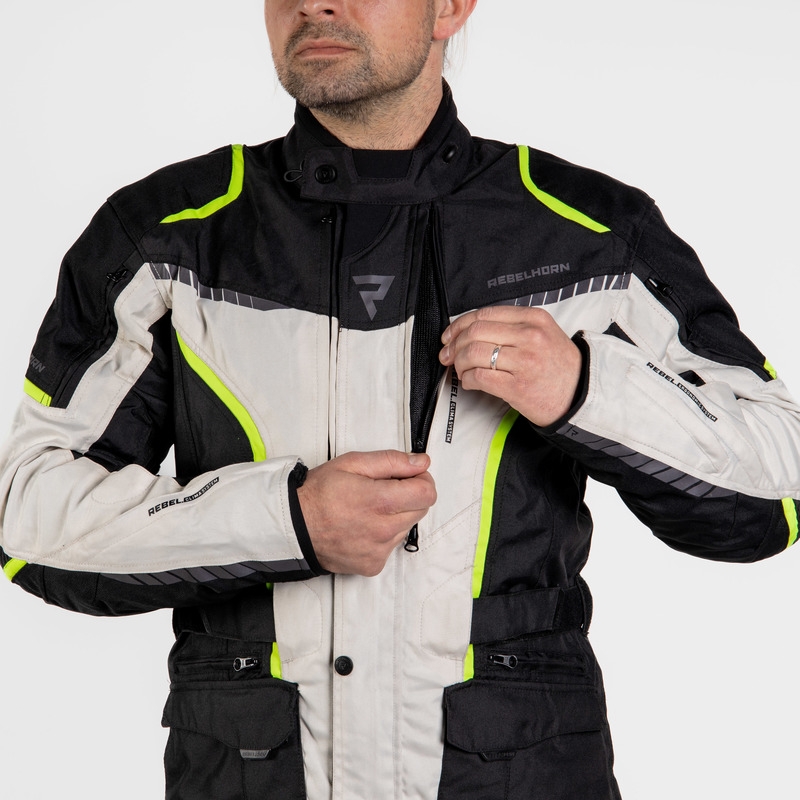 Kurtka motocyklowa Rebelhorn Hiker III black-grey-fluo yellow. wyprzedaż