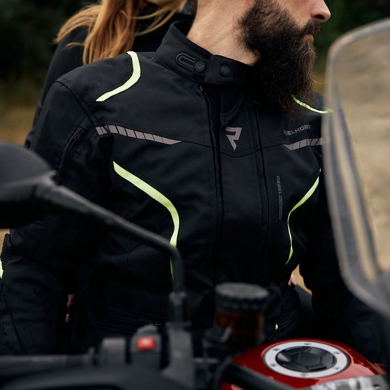 Kurtka motocyklowa Rebelhorn Hiker III black-fluo yellow
