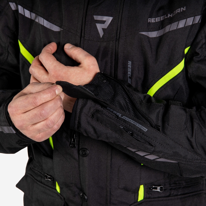 Kurtka motocyklowa Rebelhorn Hiker III black-fluo yellow