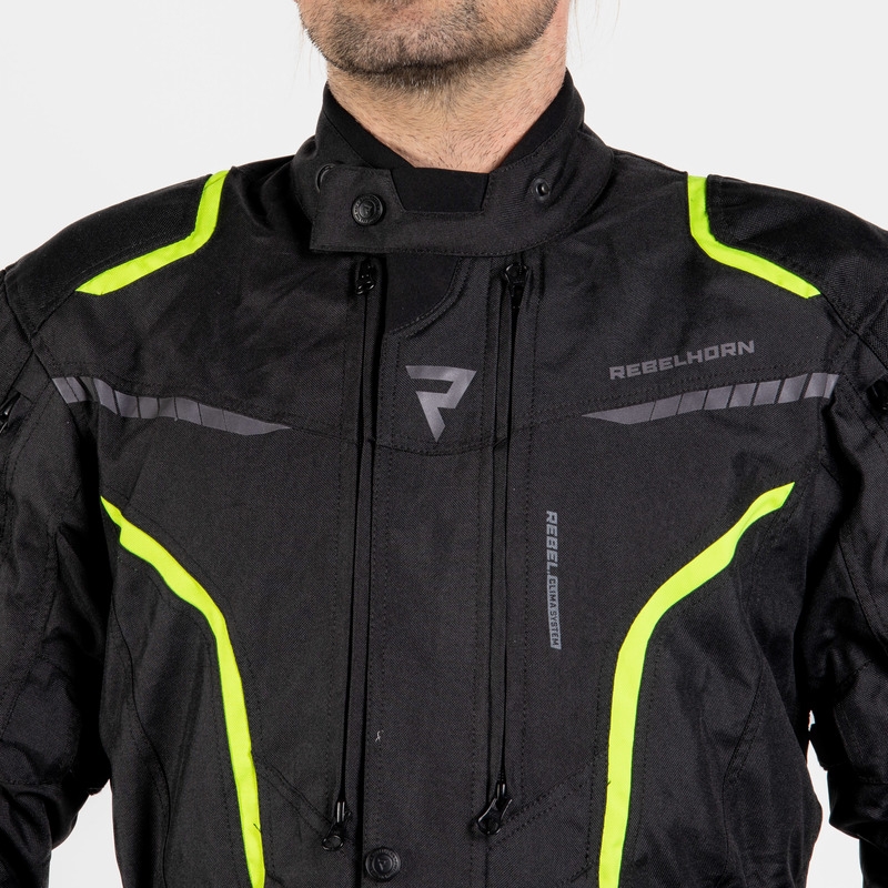 Kurtka motocyklowa Rebelhorn Hiker III black-fluo yellow