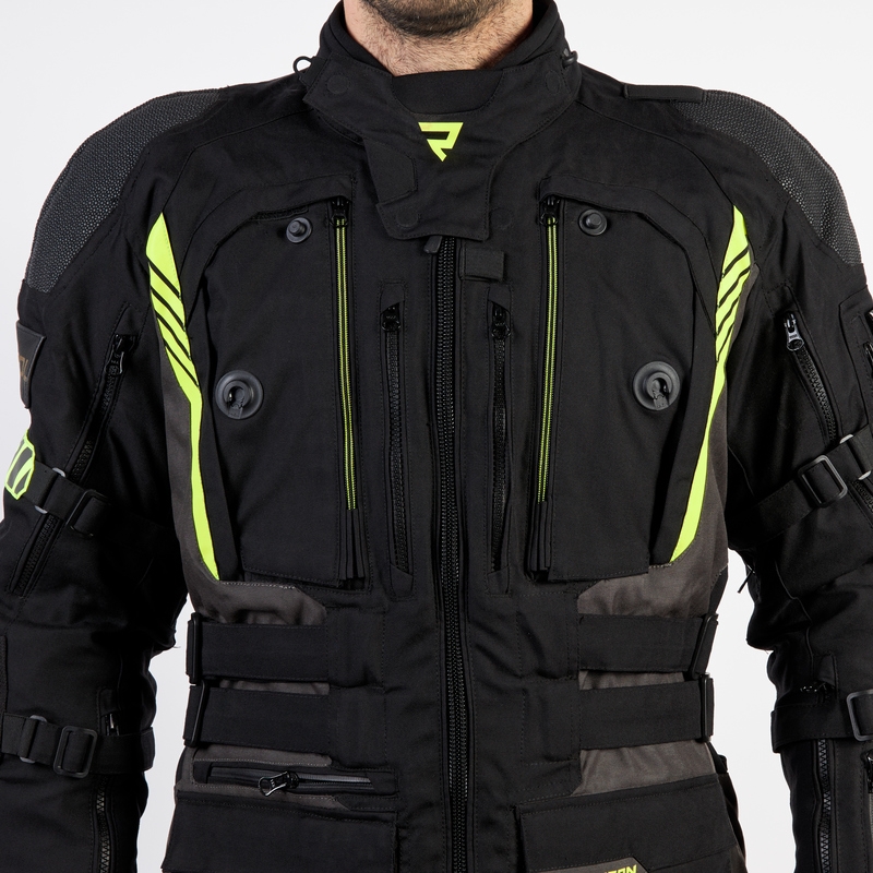 Kurtka motocyklowa Rebelhorn Patrol czarno-szaro-fluo żółta