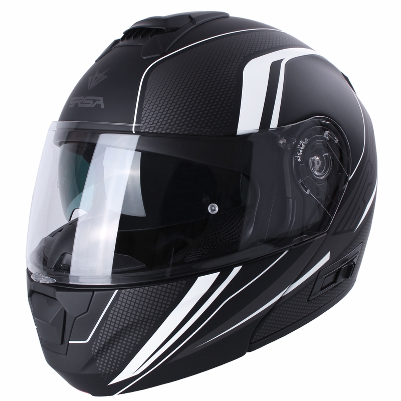 Szczękowy kask motocyklowy RSA Rival czarno.siwo-biały wyprzedaż