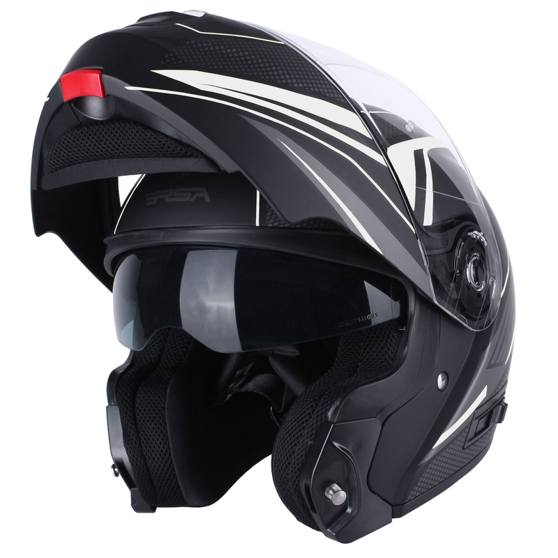 Szczękowy kask motocyklowy RSA Rival czarno.siwo-biały wyprzedaż