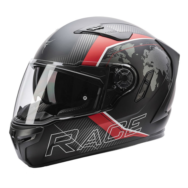 Integralny kask motocyklowy SECA Falcon II Race World czarno-czerwony matowy wyprzedaż