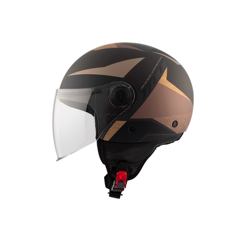 Otwarty kask motocyklowy MT 0F501 Street Poke C9 Marron brązowo-beżowy