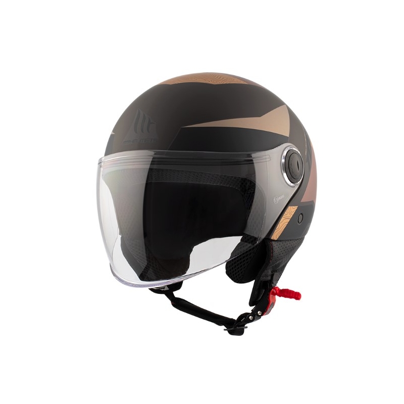 Otwarty kask motocyklowy MT 0F501 Street Poke C9 Marron brązowo-beżowy