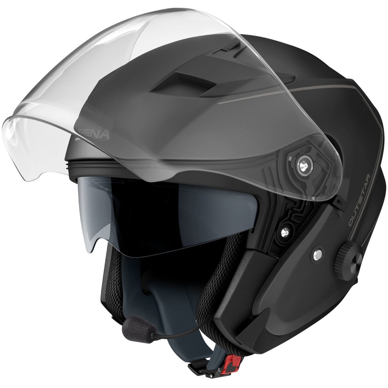 Kask motocyklowy otwarty z zestawem słuchawkowym SENA Outstar czarny matowy wyprzedaż