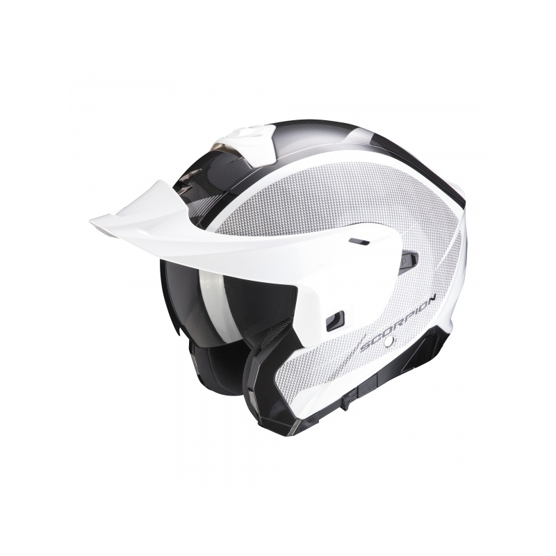 Szczękowy kask motocyklowy Scorpion EXO-930 Cielo perłowo biało-czarny