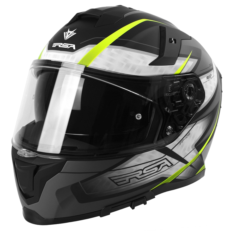 Kask Motocyklowy RSA Rapid Integral Czarno-Szaro-Biały-Fluo Żółty Wyprzedaż
