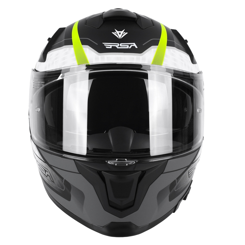 Kask Motocyklowy RSA Rapid Integral Czarno-Szaro-Biały-Fluo Żółty Wyprzedaż