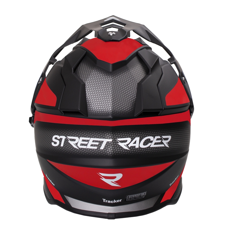 Kask Enduro Street Racer Tracker Czarno-Biało-Czerwony Wyprzedaż