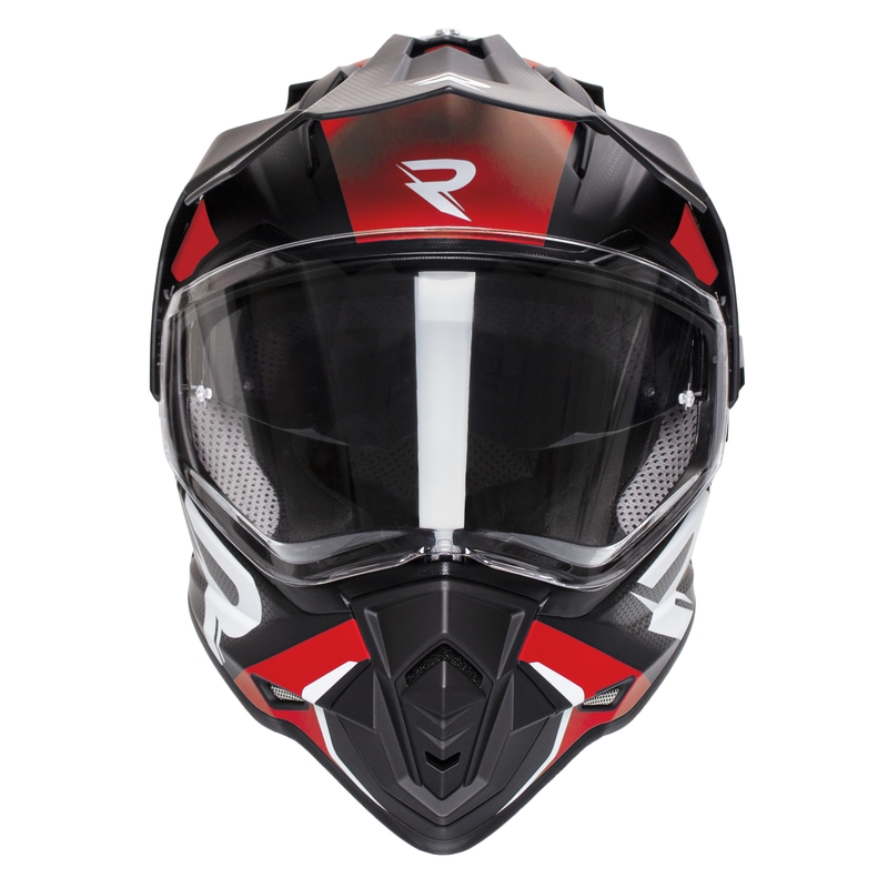 Kask Enduro Street Racer Tracker Czarno-Biało-Czerwony Wyprzedaż