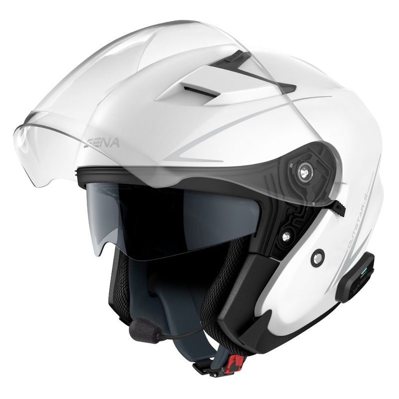 Kask motocyklowy otwarty SENA Outstar S błyszczący biały