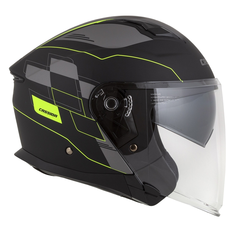 Kask motocyklowy otwarty Cassida Jet Tech Roxor black-grey-fluo yellow matt wyprzedaż
