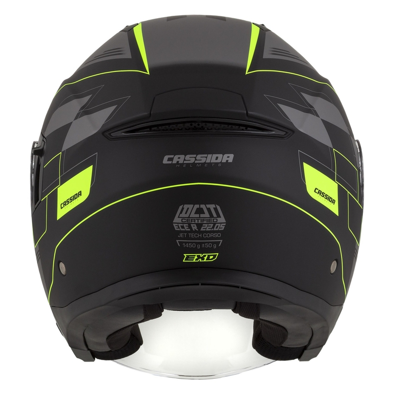 Kask motocyklowy otwarty Cassida Jet Tech Roxor black-grey-fluo yellow matt wyprzedaż