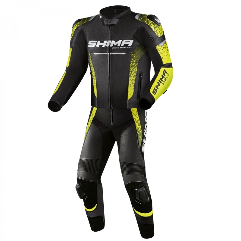 Skórzana kurtka motocyklowa Shima STR 2.0 czarno-fluo