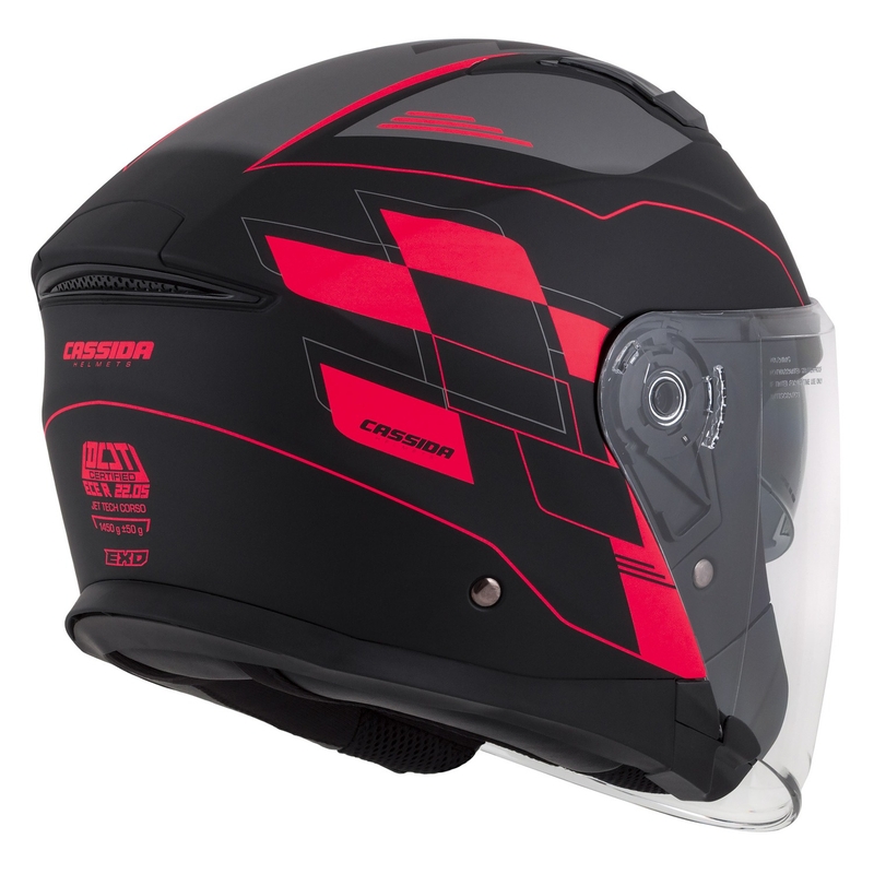 Kask motocyklowy otwarty Cassida Jet Tech Roxor Black-Grey-Fluo Red Matte