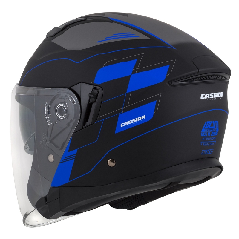 Kask motocyklowy otwarty Cassida Jet Tech Roxor Black-Grey-Blue Matte