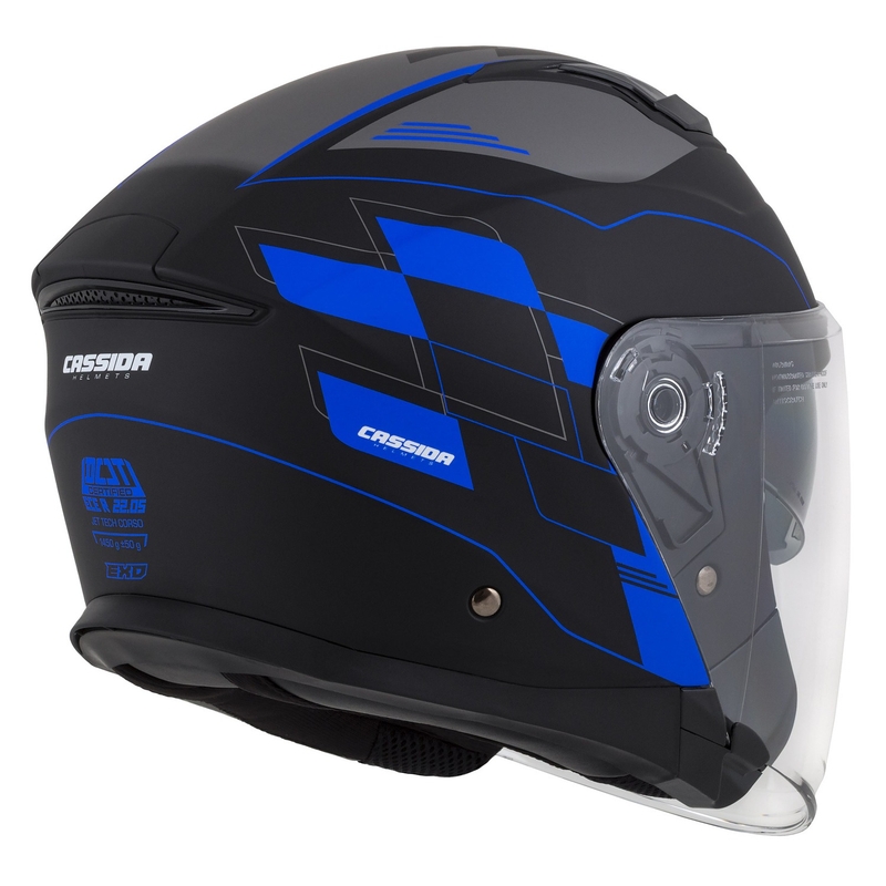 Kask motocyklowy otwarty Cassida Jet Tech Roxor Black-Grey-Blue Matte