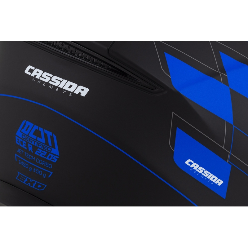 Kask motocyklowy otwarty Cassida Jet Tech Roxor Black-Grey-Blue Matte