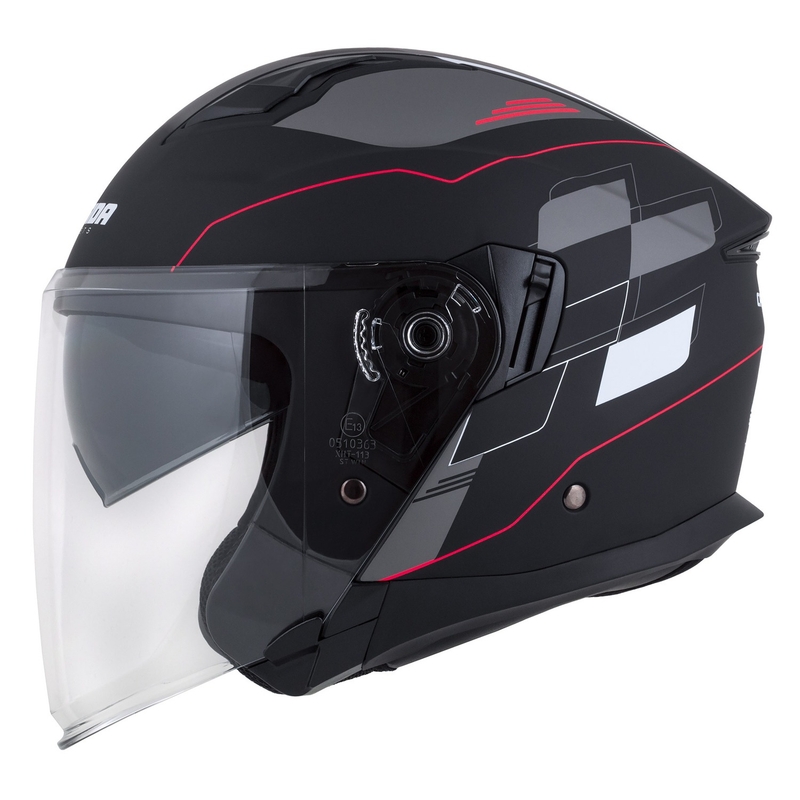 Kask motocyklowy otwarty Cassida Jet Tech Roxor Black-Red-Grey