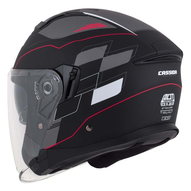 Kask motocyklowy otwarty Cassida Jet Tech Roxor Black-Red-Grey