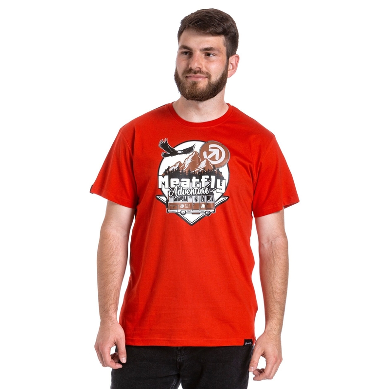T-shirt Meatfly Mounty czerwony wyprzedaż