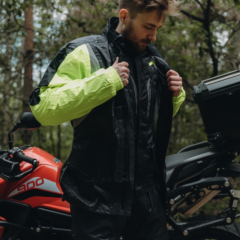 Kurtka przeciwdeszczowa Ozone Marin czarno-fluo żółta