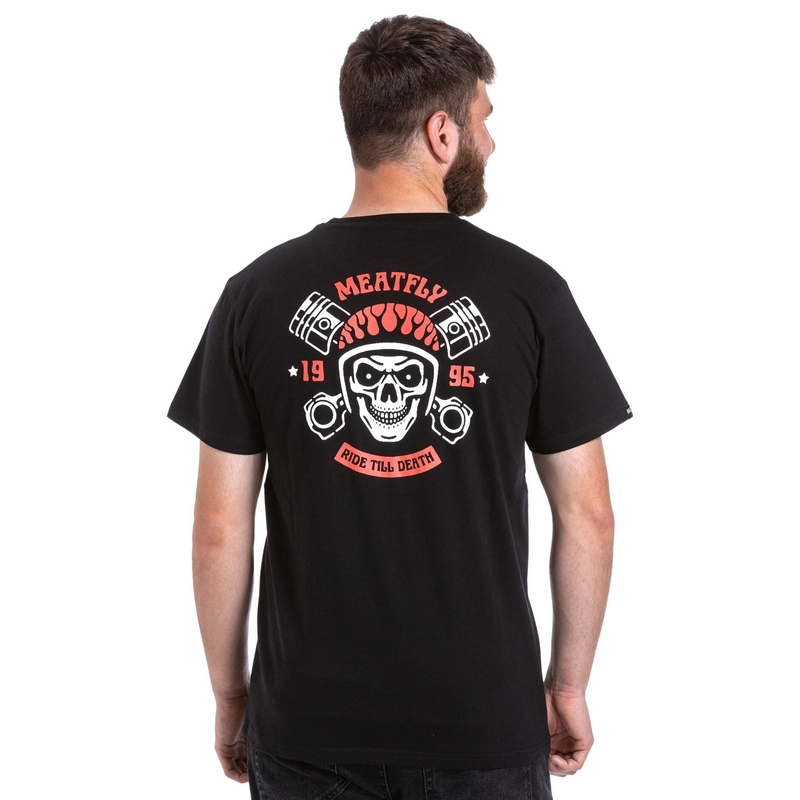 Koszulka Meatfly Ride Till Death pomarańczowo-czarna wyprzedaż
