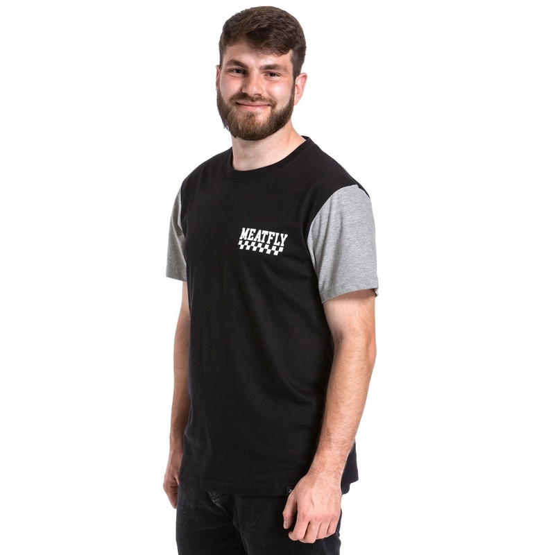 Meatfly Racing T-shirt czarno-szary wyprzedaż