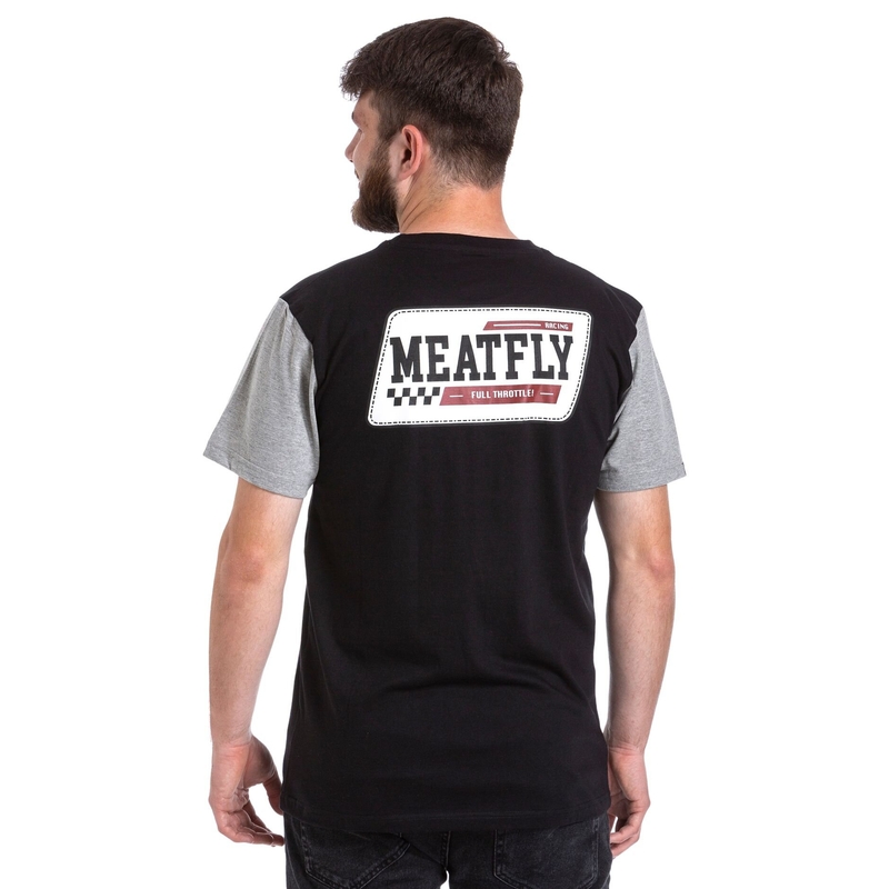 Meatfly Racing T-shirt czarno-szary wyprzedaż