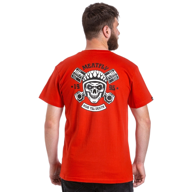 T-shirt Meatfly Ride Till Death czerwony wyprzedaż