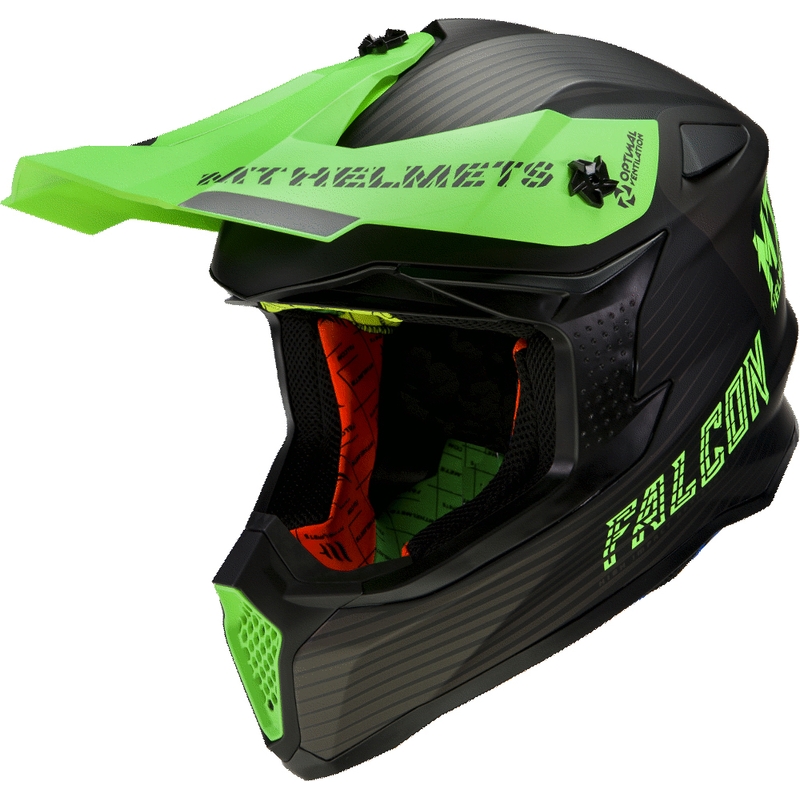 MT Falcon System kask motocrossowy czarny-fluo zielony