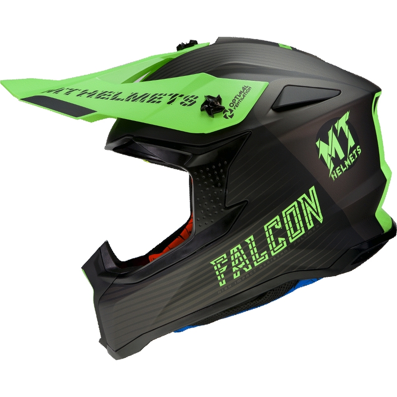 MT Falcon System kask motocrossowy czarny-fluo zielony
