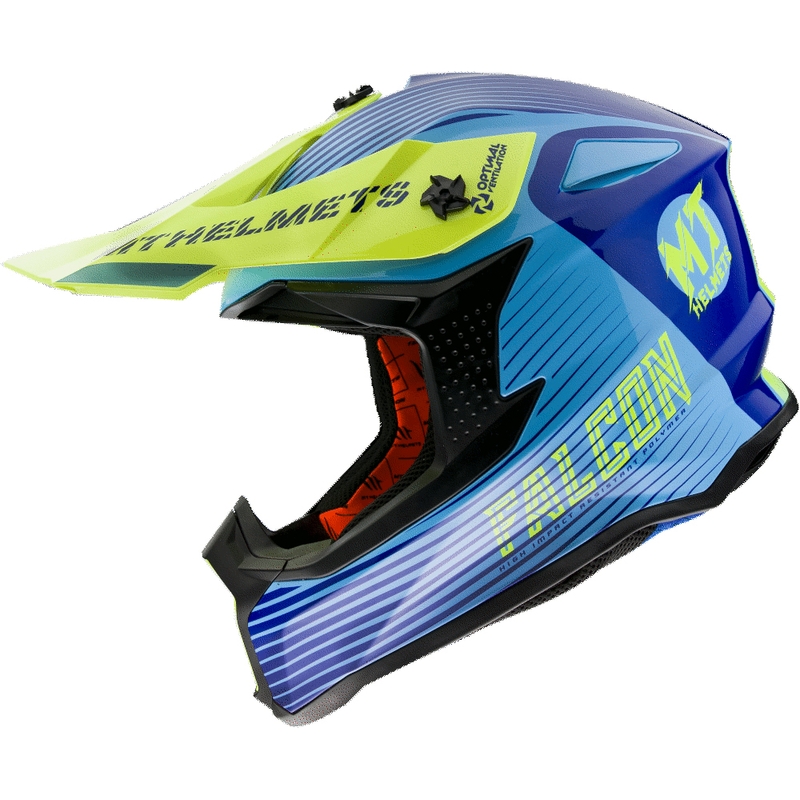 MT Falcon System kask motocrossowy blue-fluo yellow